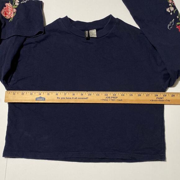 Women's Crop Top Floral Embroidered Flare Long Sleeve XS Lightning 100% Cotton - Picture 5 of 11